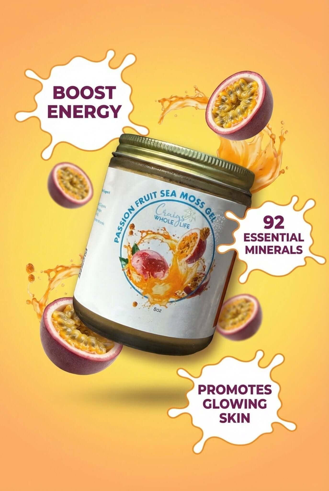 Passion Fruit Sea Moss Gel - 8oz16oz